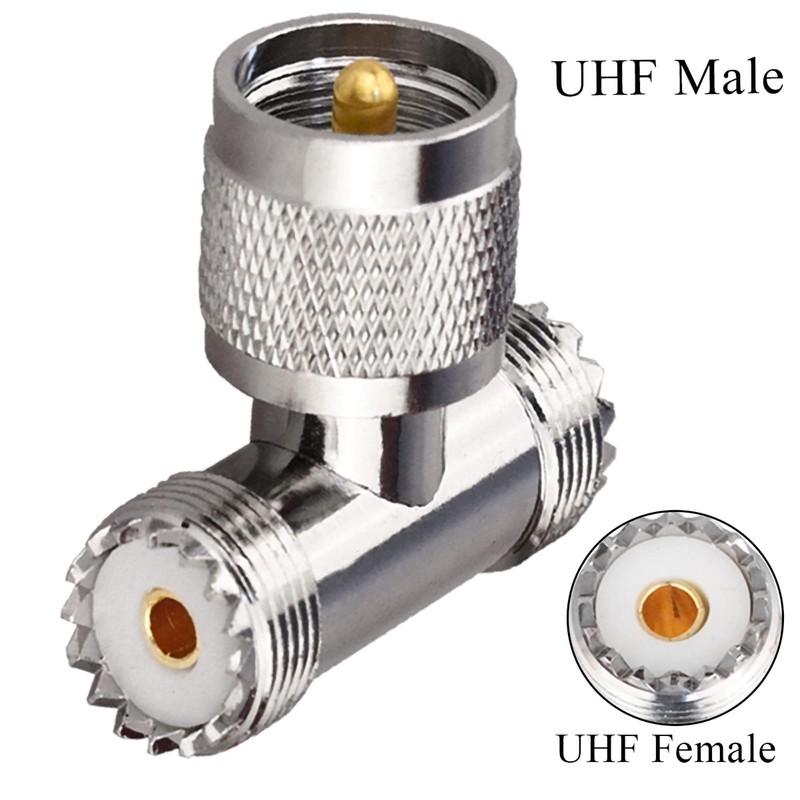 TUOLNK Triple Tee Connector UHF Male to Dual UHF Female