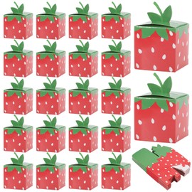 FREEBLOSS 48PCS Strawberry Gift Box Candy Boxes for Present Gifts Cute Wrapping Box Gift Boxes for Birthdays Party Anniversaries, 2" x 3.2"