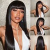 Human Hair Wig Bone Straight Wigs with Bangs Wear and