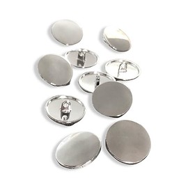 Pack of 10 Flat Smooth Silver Shiny Metal Eyelet Buttons 15 mm, 20 mm, 23 mm or 25 mm (20 mm)