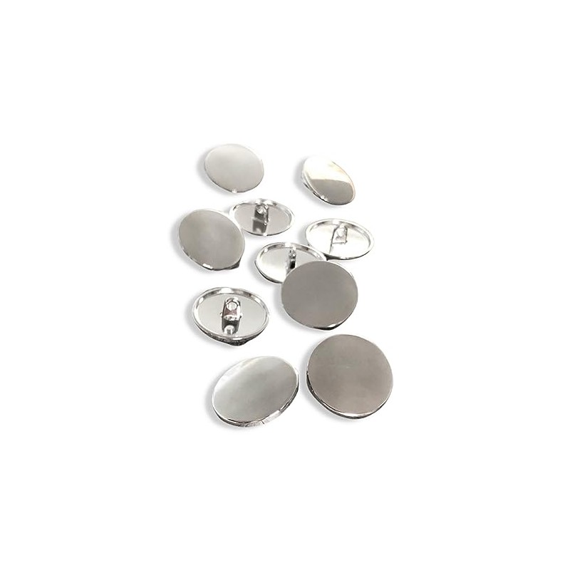 Pack of 10 Flat Smooth Silver Shiny Metal Eyelet Buttons
