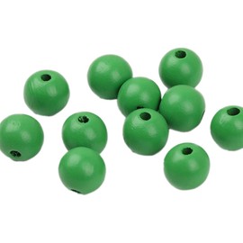 Anevous Pack of 100 Wooden Beads for Threading 16 mm Loose Round Wooden Beads with Hole Craft Beads Wooden Beads for Crafts for Bracelet Necklace DIY Decorations Jewellery Making, Green