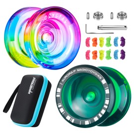 MAGICYOYO Responsive Yoyo Pack of 2, Plastic Yoyo for Beautiful Gift, Includes Magic Yo Yo K3 and K2, Trick JoJo for Kids and Beginners, Dual Purpose Jo Yo with 12 Strings, Bearing Kit, Case