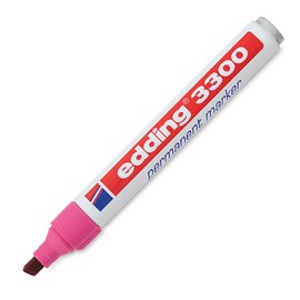 edding 3300 permanent marker - pink - 1 pen - chisel nib 1-5 mm - quick-drying permanent markers - waterproof, smudge-proof - for cardboard, plastic, wood, metal, fabric - marker pens