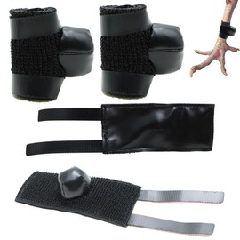 Qkxut Black Chicken Shoes for Gamefowl - 4 Pack navajas para gallos de pelea with Magic Tape Straps | Secure Rooster Spurs Protectors | Essential Gamefowl Supplies for Fighting Roosters & Poultry Care