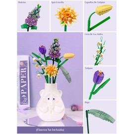 SCHIB Bloques De Construcción De Ramo De Flores, Flores Artificiales, Juego De Construcción para Adultos, Decoración Única para El Hogar, Regalos de San Valentín, Juguetes Regalos De Cumpleaños