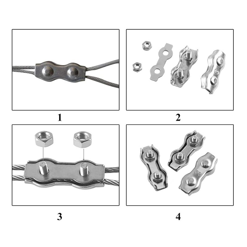 Pack of 10 Wire Rope Clips 3 mm M3 Duplex