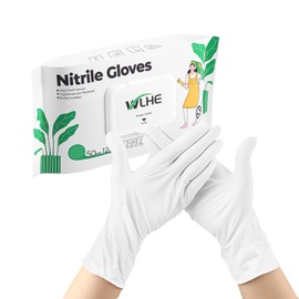 Nitrile Disposable Gloves, Pack of 50, 12” Household Glove, Powder Free & Hypoallergenic, for Cooking, Cleaning (White, Small)