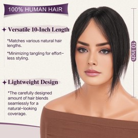 RUWISS Hair Toppers for Women, Real Hair Toppers, Lightweight, Natural, Black, Clip-In Hairpiece for Thin Hair, Top Head, Fluffy Straight Hair Topper, No Fringe