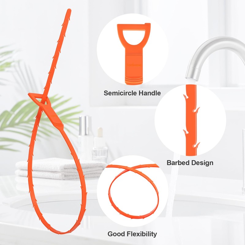 Forlivese 25 Inch Drain Snake,Drain Clog Remover,Sink Snake for Sewer