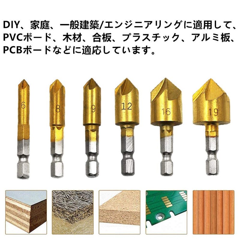 Countersunk Drill Bit, 0.2 - 0.7 inches (6 - 19