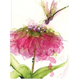 Fine Art Canvas Dragonfly and Zinnia Canvas Wall Decor by Artist Dawn Derman for Living Room, Bedroom, Bathroom, Kitchen, Office, Bar, Dining & Guest Room - Ready to Hang - 35 in x 46 in