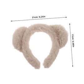 Healvian Plush Bear Ears Headband for Women Soft Wide Brimmed Hair Accessories for Skincare Cute Khaki Makeup Head Wrap for Christmas Parties and Daily Wear