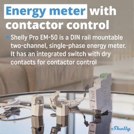 Shelly Pro EM 50A | Wi-Fi & Bluetooth Energy Meter With Contactor Control With Power Measurement | Home Automation | Compatible with Alexa & Google Home | iOS Android App | No Hub Required