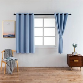 MANGATA CASA Light Blue Blackout Curtains Grommets 2 Panels for Bedroom-Window Curtain Drape for Living Room-Darkening Thermal Drapes (Light Blue,52x72inch)