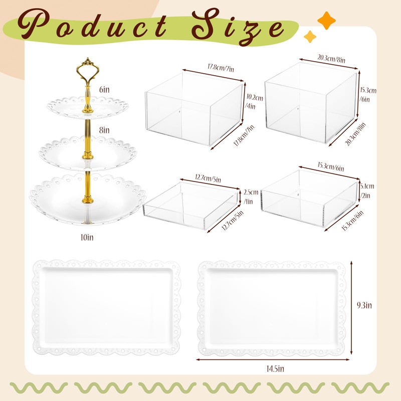 Baderke 4 Pcs Buffet Risers with Cupcake Stand Holder Serving