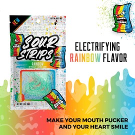SOUR STRIPS Rainbow Flavored Sour Candy Strips | Deliciously Sour Chewy Candy Belts | Vegetarian Candies, 12 Strips per Pack, 2 Pack, 3.7 ounces