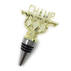 Champ Wine Bottle Stopper - Handmade with Stainless Steel Base and Repurposed Trophy Top