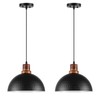 Mgcanyu Black and Wood Pendant Lights 2 Pack, 11.8" Hammered