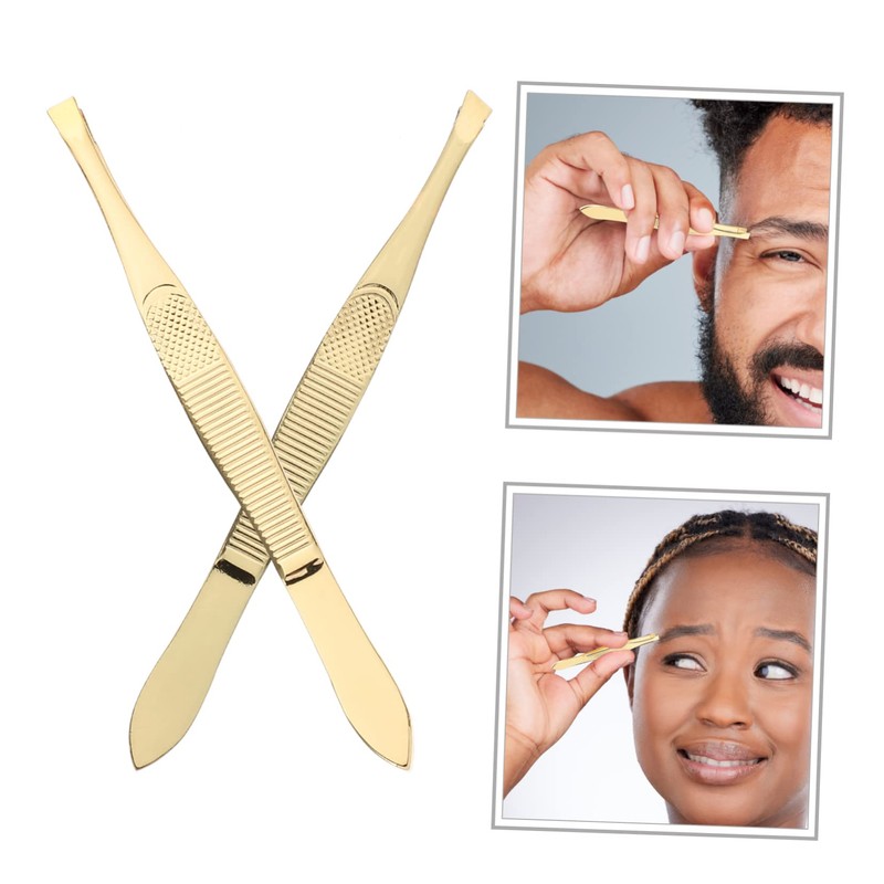 FOMIYES 2pcs Eyebrow Tweezers Brow Plucking Tools for Men and
