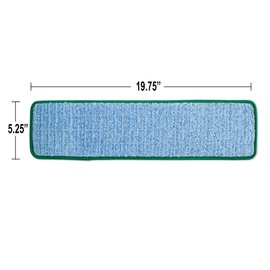 CleanAide Twist Yarn Microfiber Flat Mop Pad with Scrub Strips for 18" Mop Plates, Reusable, Dual-Action Dry & Wet Cleaning for Homes & Offices for Hardwood, Tile, Laminate & Vinyl Floors, Green