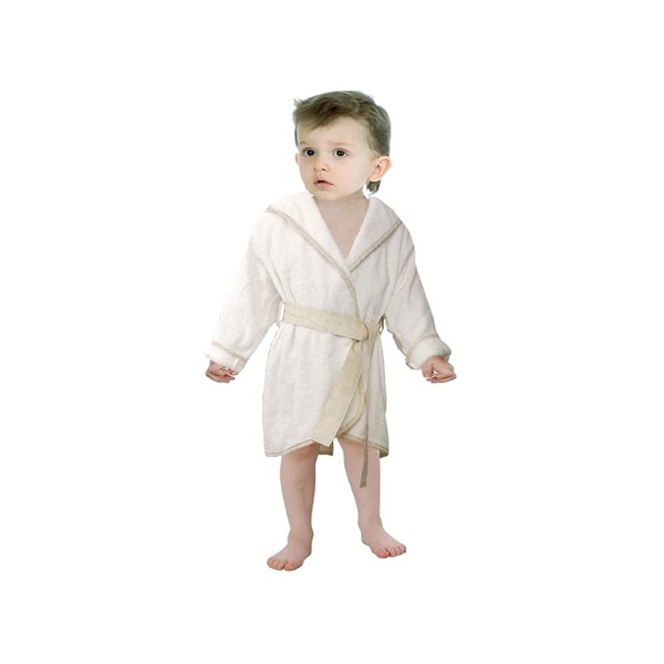 Bata de baño con capucha para niños, toalla de algodón suave, bata de baño para niños y niñas, ropa de dormir para el hogar, Beige, Medium