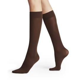 FALKE Women's Pure Matt 50 DEN W Kh Semi-Opaque Plain 1 Pair Knee-High Socks, Brown Brenda 5179, 5.5-8