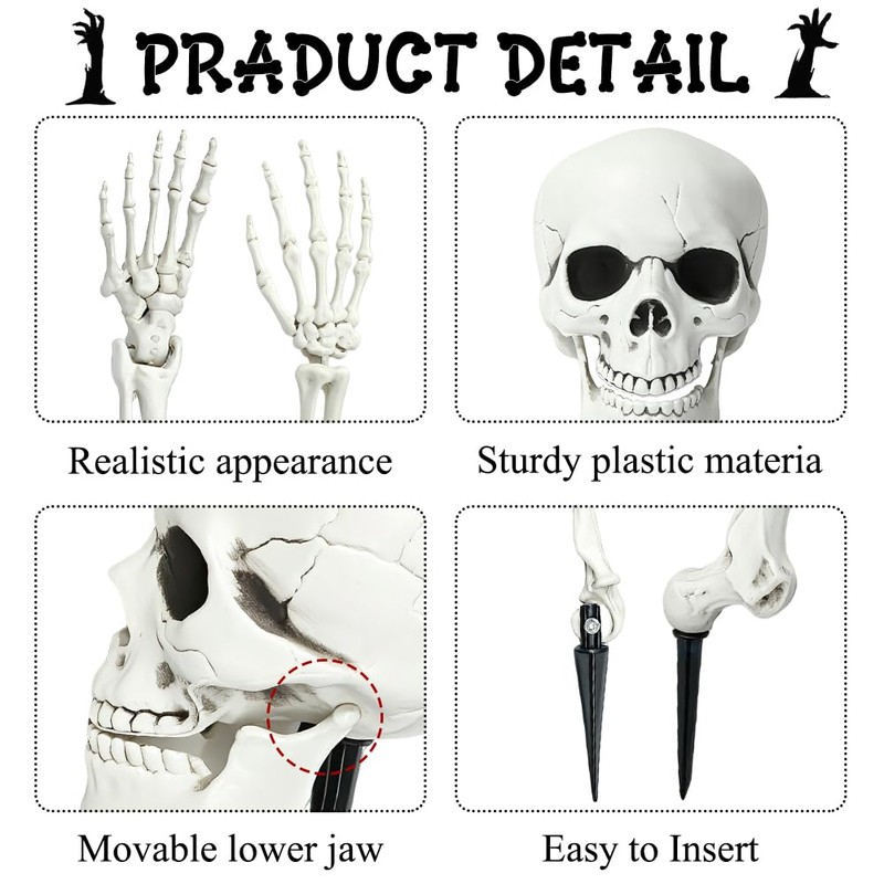 5Pcs Halloween Skeleton Decorations Groundbreaker Yard Stakes Lawn Garden