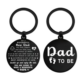 ENGZHI New Dad Gifts for Men, First Time Fathers Day Birthday Gifts for Daddy To Be from Baby, Metal Engraved Keychain