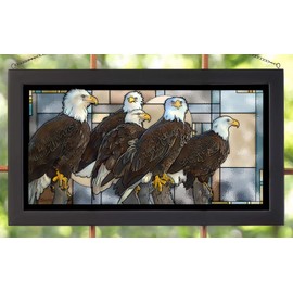 Wild Wings 5386500033 Board of Directors Bald Eagles Stained Glass Art, 23-inch Width