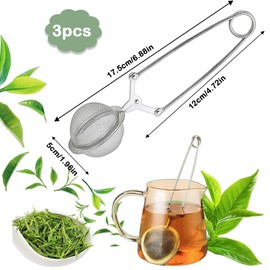 Set of 3 Tea Tongs Made of Stainless Steel, Fine Mesh Sieve Tongs, Tea Infuser in Ball Shape, Tea Infuser Diameter 4.5 cm, Tea Strainer for Tea Lovers, for Tea, Spices, Optimal Tea Enjoyment