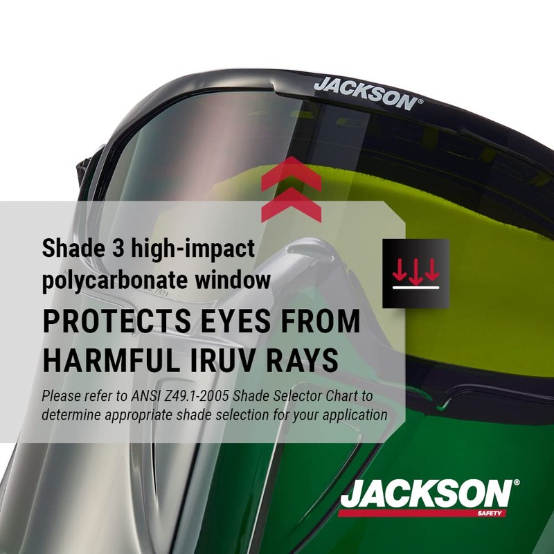Jackson Safety GPL530 Premium Safety Goggles with detachable Faceshield, Green,