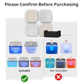 Cat Pet Water Fountain Filters, 6 Pack Replacement Filters Fit for 101oz/3L Crystal Cat Fountain, Triple Filtration System (6 Filters+6 Sponges)