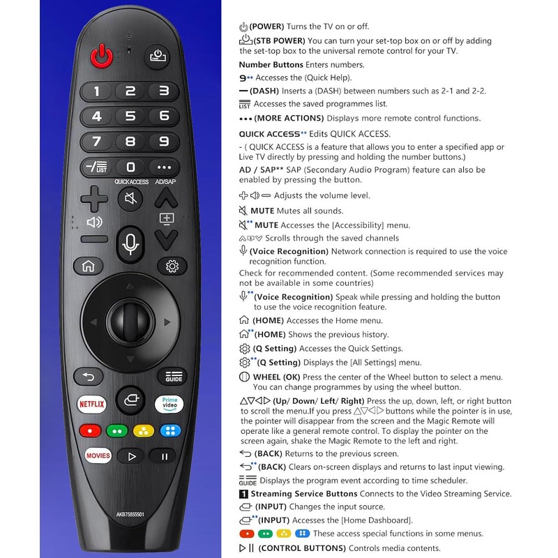 Voice Magic Remote Control for LG UHD OLED QNED NanoCell