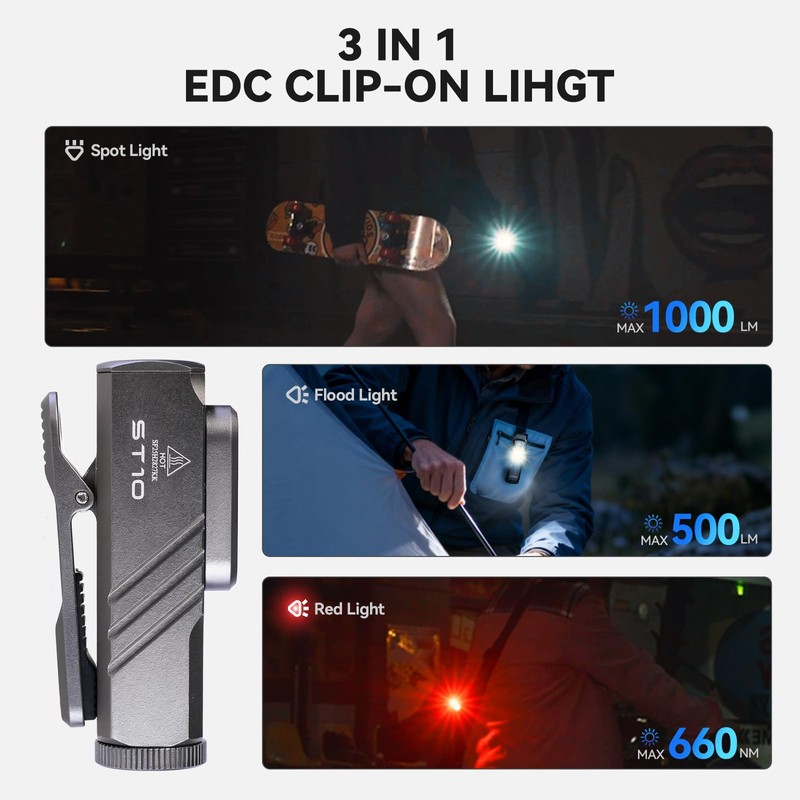 sofirn ST10 EDC Clip-ON Flashlight Rechargeable with 660nm Deep Red