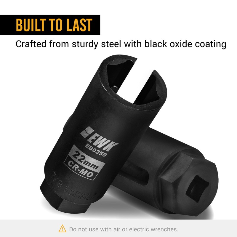 EWK 7/8" (22mm) Oxygen Sensor Socket, 3/8" Drive O2 Sensor