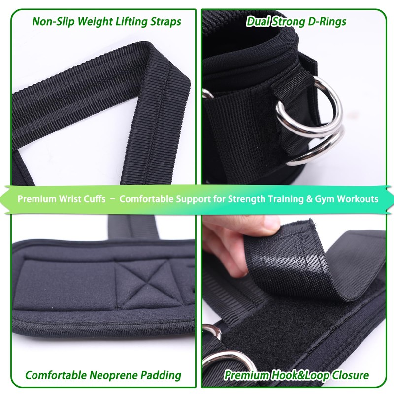 J Bryant Non-Slip Weight Lifting Straps with Double D Rings