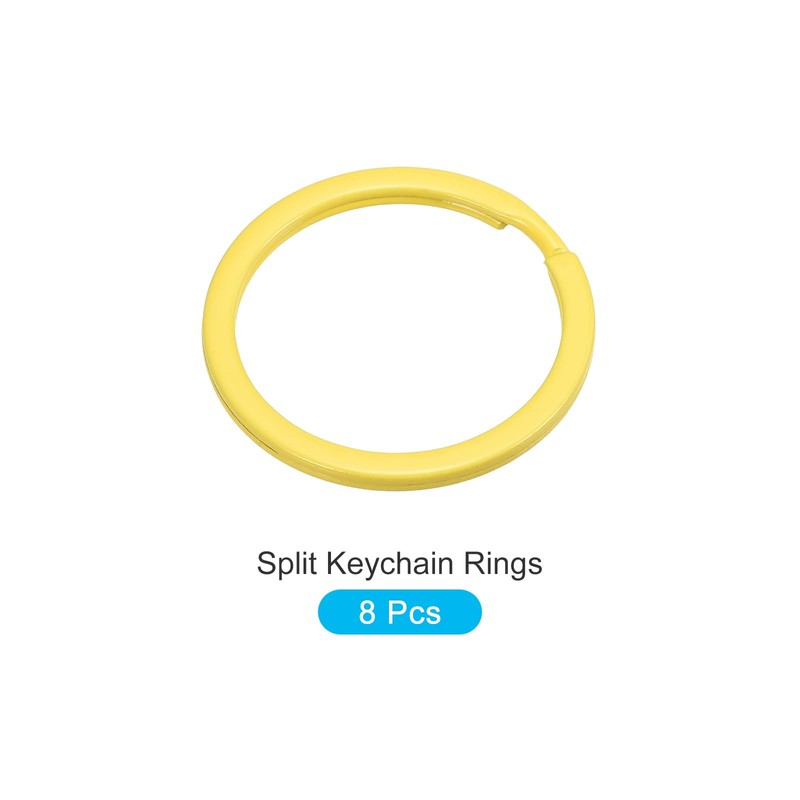 METALLIXITY Split Keychain Rings (30mm/1.2inch) 8 Pcs, Round Flat Key