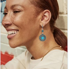 Gleamart Turquoise Boho Vintage Earrings Retro Statement Earrings for Women