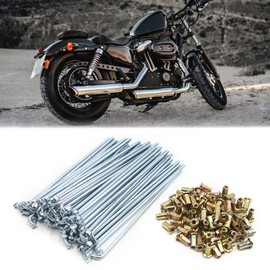 uxcell 72pcs 4mm Thread Diameter Motorcycle Wheel Spokes with Nipples 160mm Length