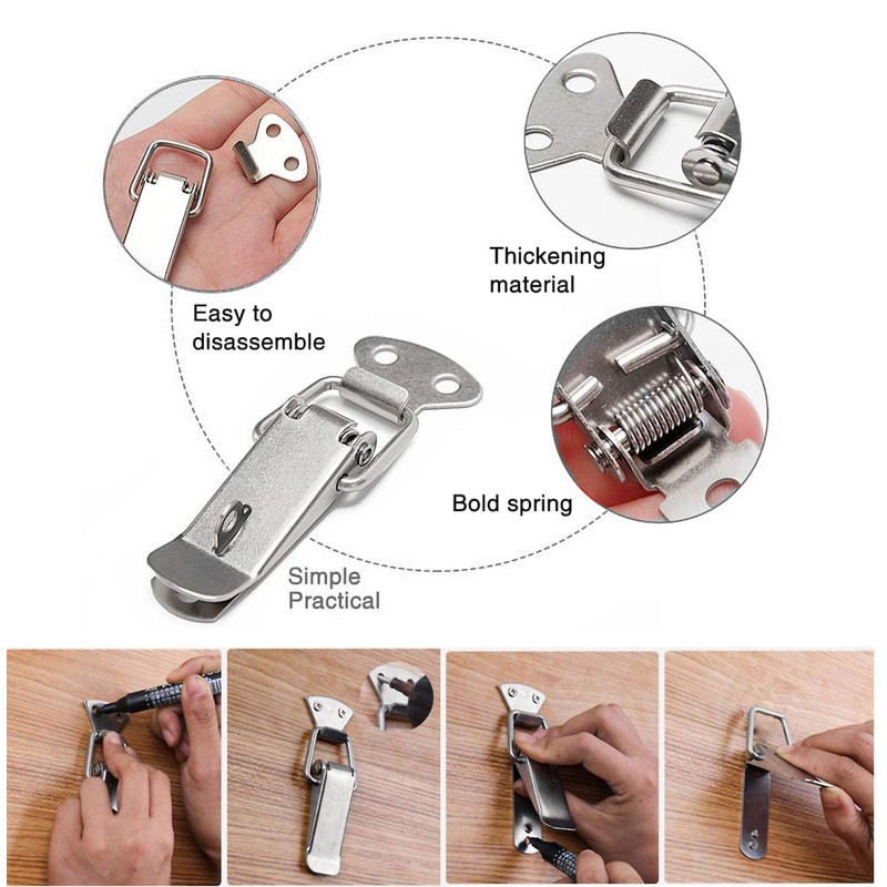 Litensh 4PCS Stainless Steel Tension Clasp, 56mm Lever Clasp, Spring