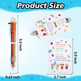 50 Pcs End of Year Student Gifts Multicolor Ballpoint Pen with 50 Pcs Inspirational Cards from Teacher 0.5mm 6 in 1 Colors Retractable Ballpoint Pens for Graduation Happy Last Day of School (50)