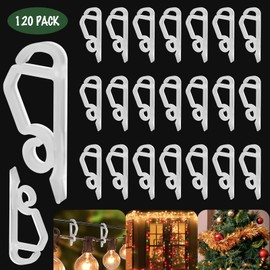 Geegoods Christmas Light Clip,Plastic Gutter Hooks Outdoor,Weatherproof Holiday Hanging Clips,Mini Light Hooks for Outside String Lights Christmas Decoration(120 pcs)