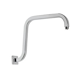 PHASAT PU9D03 - Brazo de ducha cuadrado en forma de S con brida, brazo de extensión de cabezal de ducha de altura alta, color cromado