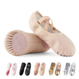 YUJWW Zapatillas de Ballet PU Piel, Calzado de Danza para niños y Mujeres, Zapatos Planos para Niños Suave, Elástica, Ideal para Yoga, Gimnasia, Fiestas