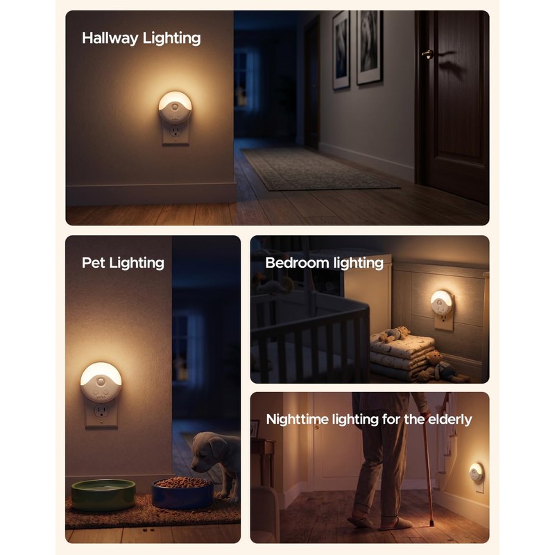 YELKO Plug-in Motion Sensor Night Light with Dusk to Dawn
