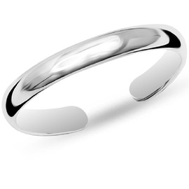 LeCalla 925 Sterling Silver Plain Dome Band Ring Hypoallergenic Stylish Toe Rings for Women Adjustable Minimalistic Foot Ring Jewelry for Women 4 MM