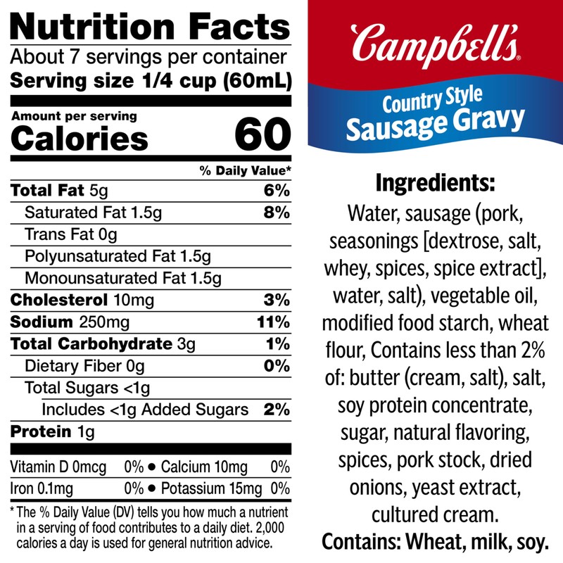 Campbell's Country Style Sausage Gravy, 13.8 Oz Can (Case of