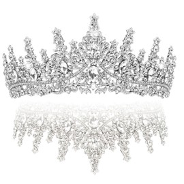 GLITZJOY Tiaras for Women, Silver Rhinestone Birthday Crown Crystal Princess Tiara Royal Queen Headband Bridal Crown Coronas Para 15 Años Quinceanera Headpiece for Girls Wedding Birthday Party