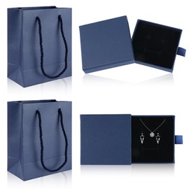 Jewellery Gift Box, Pack of 2 Jewellery Boxes, Jewellery Box with 2 Gift Bags, Jewellery Box, Small Jewellery Box for Necklace, Ring, Gifts, Display, Christmas